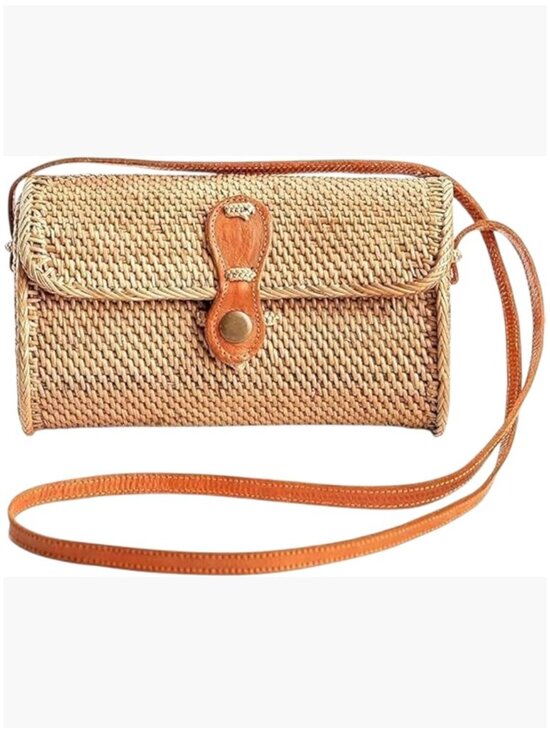Handbags - Handwoven Rattan Shoulder Bag Satchel Woven Straw Purse